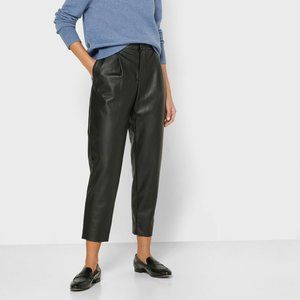Banana Republic Vegan Leather Tapered Leg Ankle Pants Sz 6 Black Pleated 615354